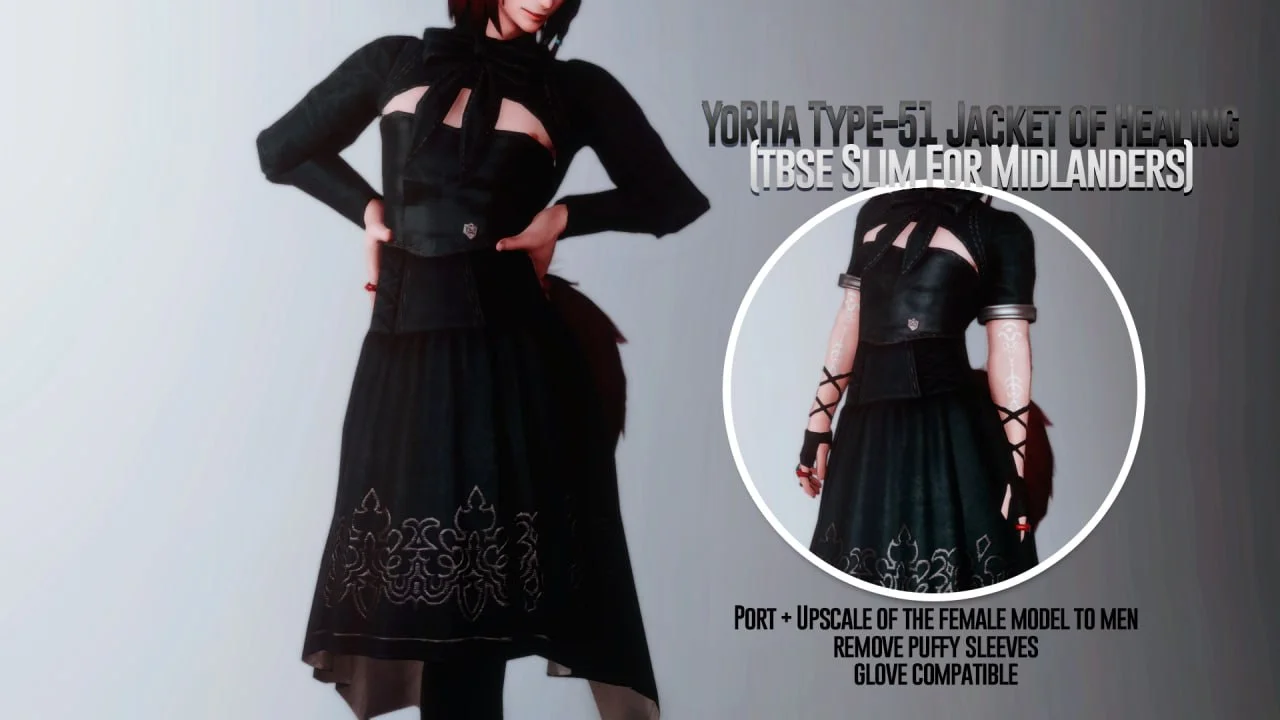 YoRHa Type-51 Jacket of Healing for Males (TBSE Slim Upscaled) - Unvaulted